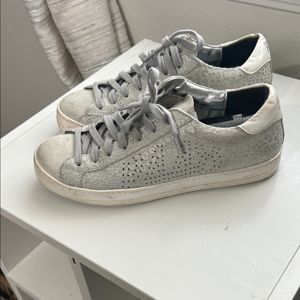 P448 Silver and White Women's Sneakers
